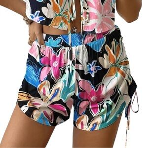 Floral Tropical Print Women's Shorts - Beach Coverup